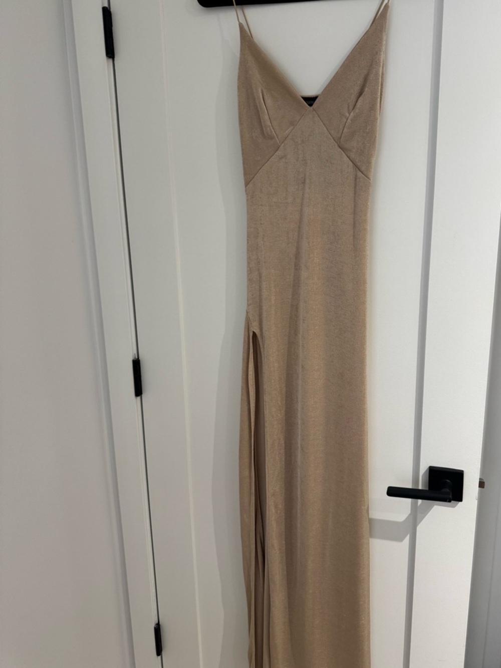 PrettyLittleThing Champagne Slip Maxi Dress with Thigh Slit